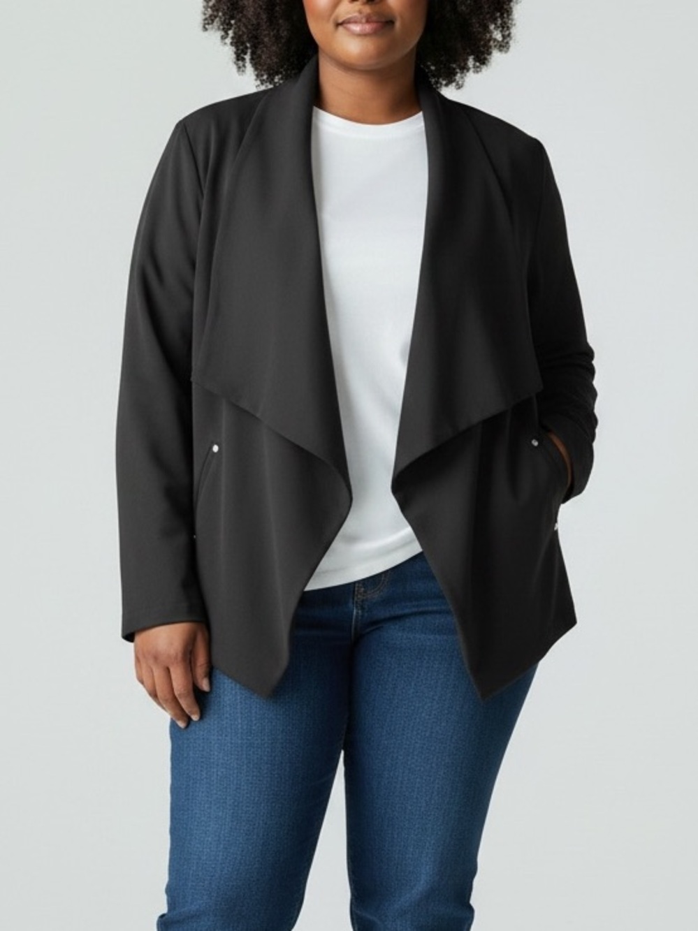 Pennington's Draped Open Front Blazer Black